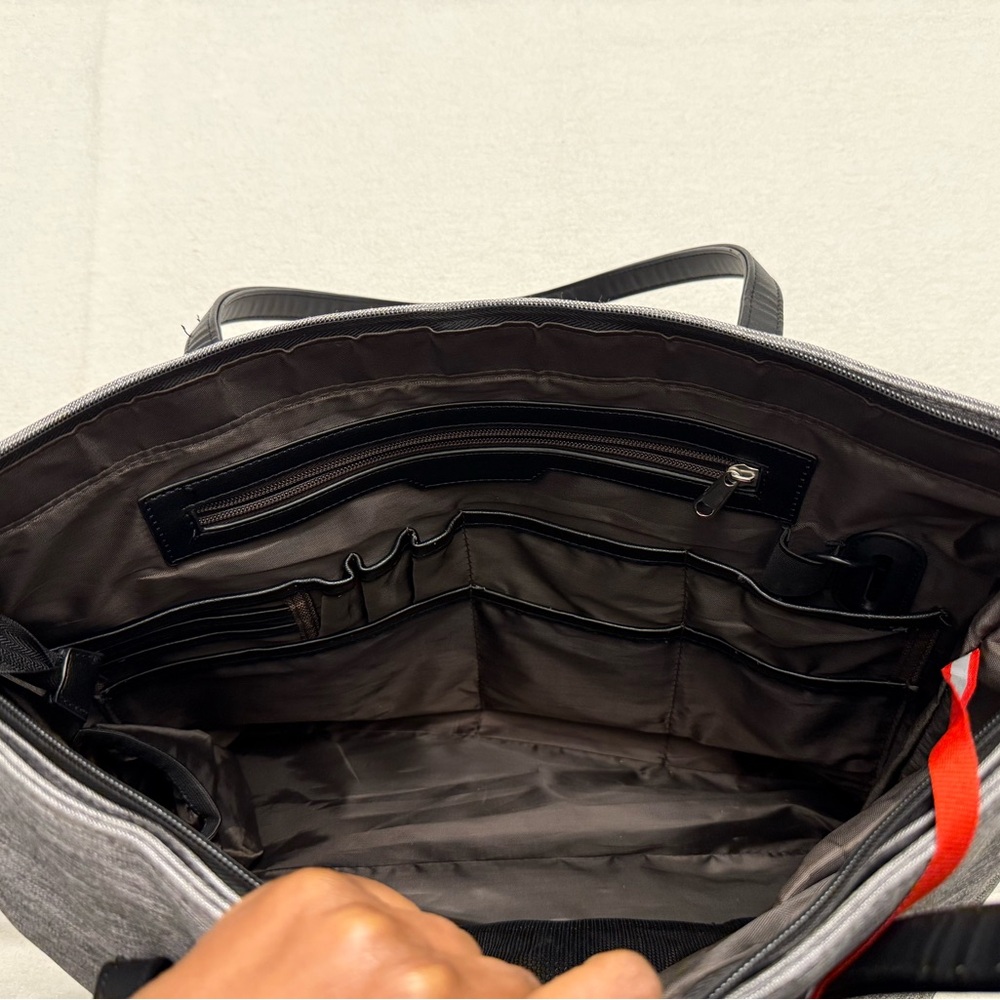 Work Laptop Tote Bag Gray Black Travel Office USB - Picture 4 of 7